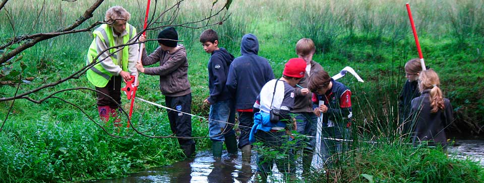 Children learning about rivers