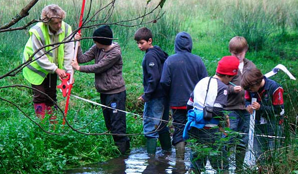 Children carrying out a river report for KS2 Geography Project